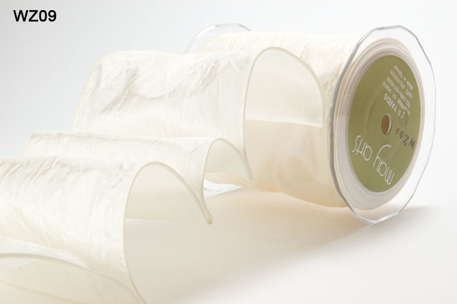 Ribbon Wired Wrinkled 4 Inch X 15 Yd -  Ivory