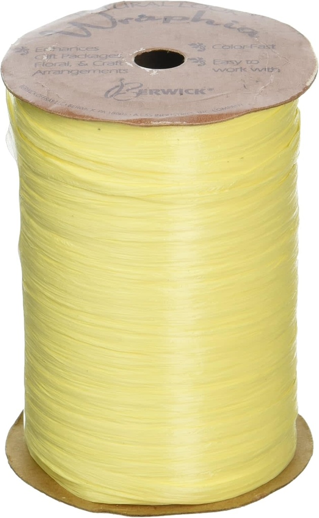 Ribbon Wraphia 7mm x 100 yards-Matte-Yellow