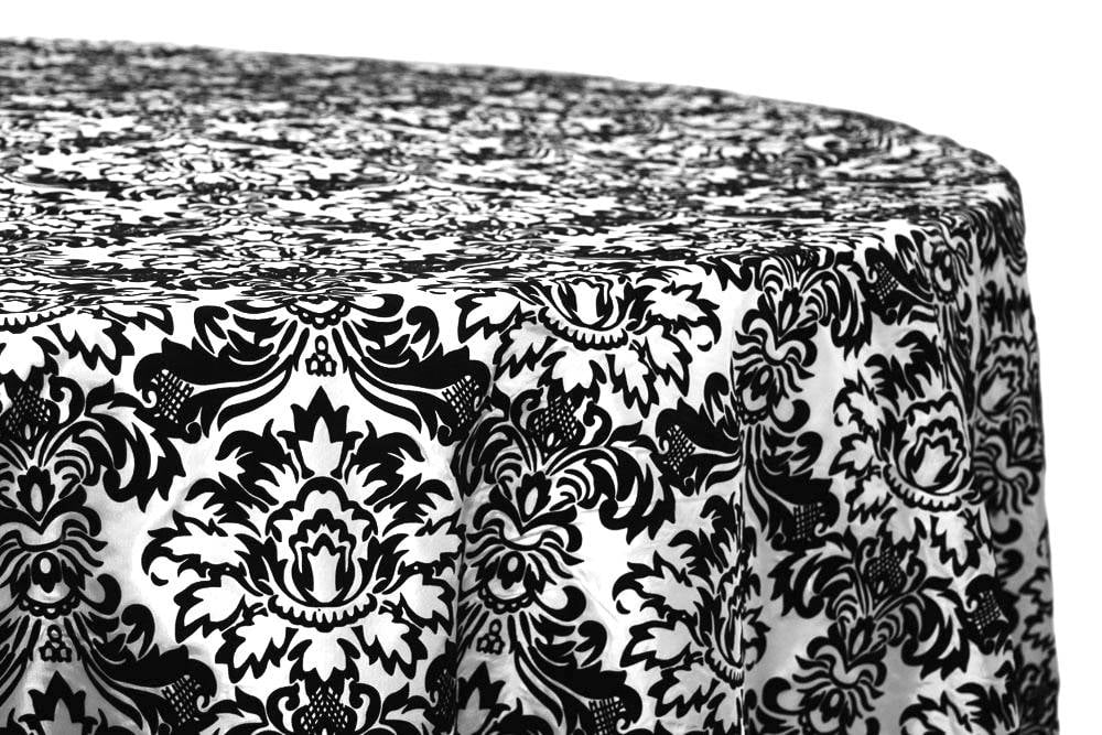 Round Table Cover 120cm-Balck & White Damask