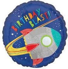 S40 Blast Off Birthday Foil Balloon 18In