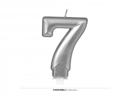 SILVER METALLIC CANDLE Nº 7, 8 CMS.