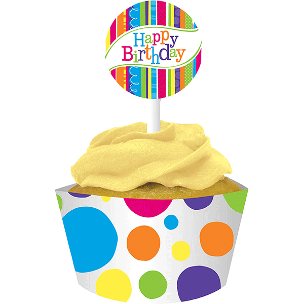 Shimmering Balloons - Cupcake Wrap with Pick