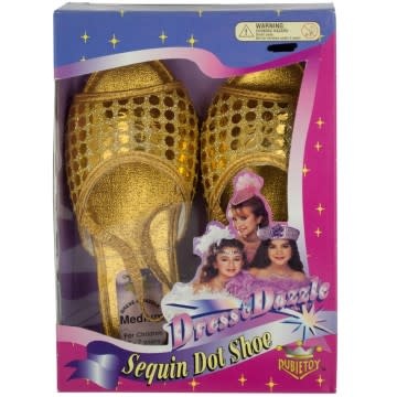 Shoes-Sequin Dot Gold L/Child