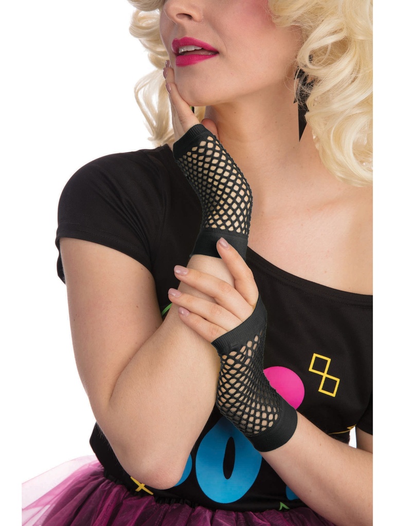 Short Fishnet Gloves-Black