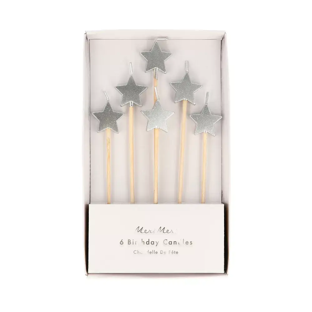 Silver Star Candles Christmas