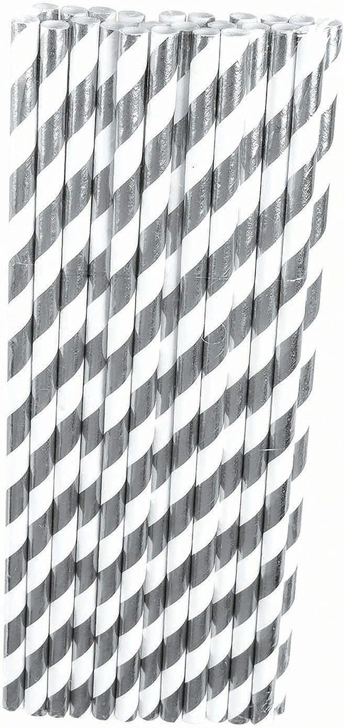 Silver/White Paper s 24/Pk Food Picks & Straws