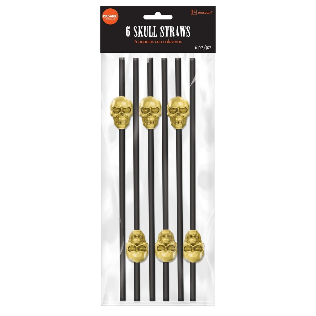 Skull Reusable Plastic Straws Halloween