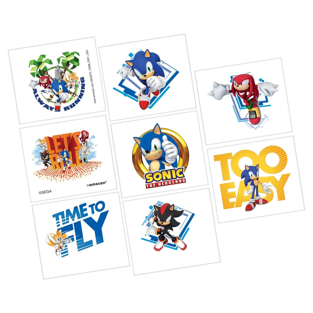 Sonic Tattoos (2" x 1 3/4") 8pcs