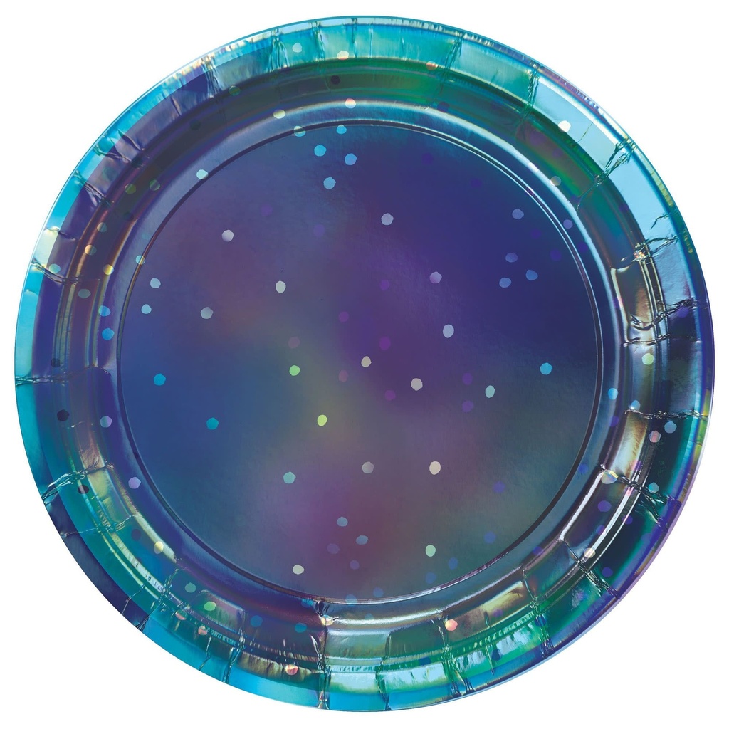 Sparkling Sapphire 9 Inch Round Iridescent Plates