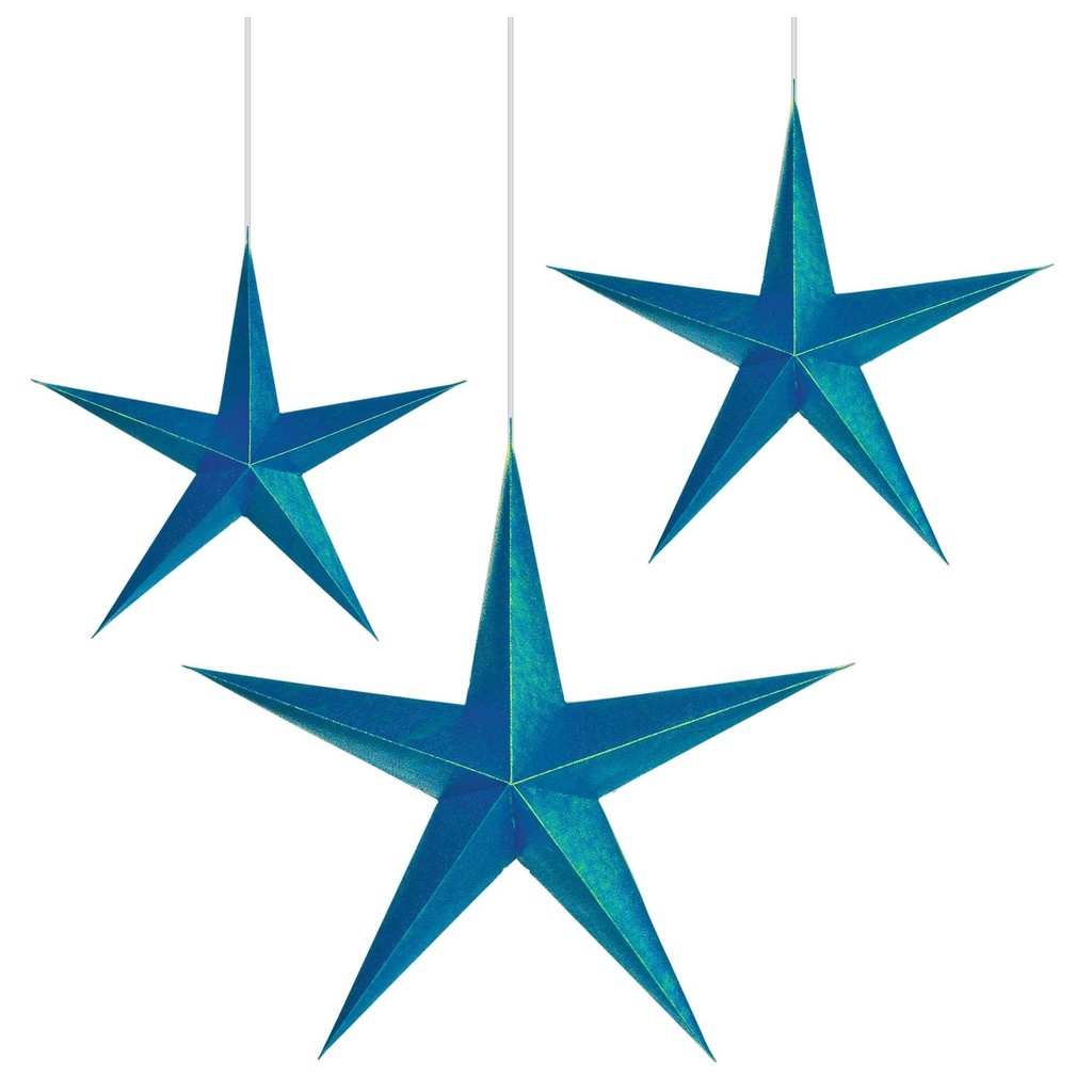 Sparkling Sapphire Hanging 3D Stars
