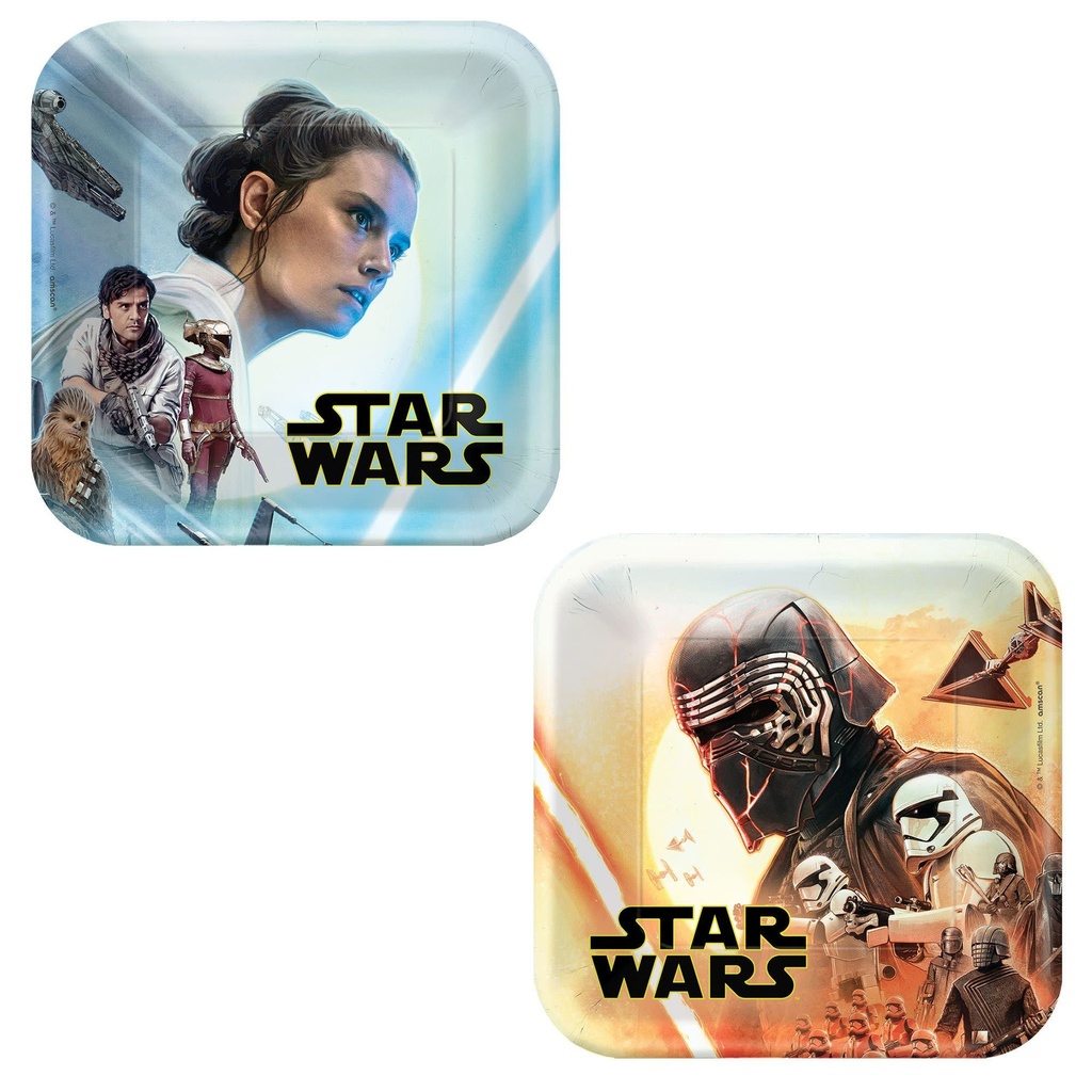 Star Wars Episode 9 Square Assorted Plates, 7 Inch