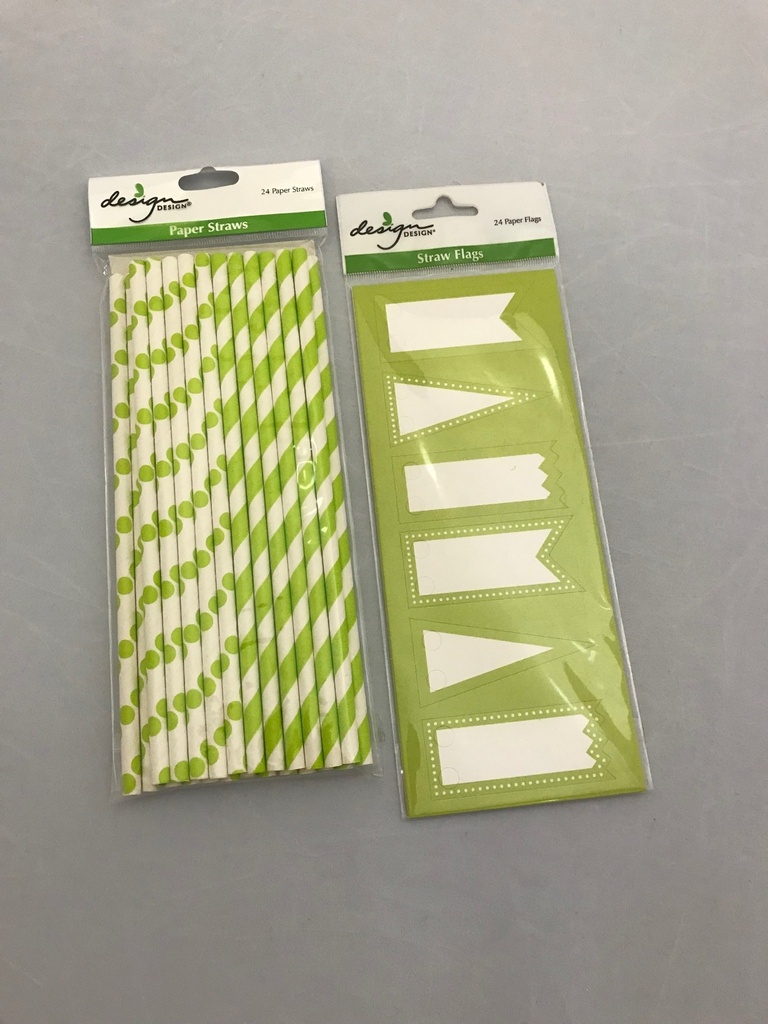s - Dots & Stripes Lime Green Food Picks & Straws
