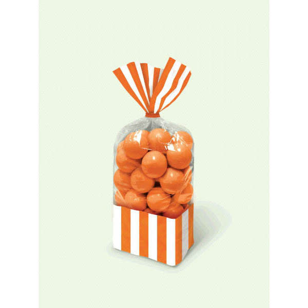 Striped Cello Party Bag 10/pk (10 3/4" x 3 3/8") - Orange Peel Circus