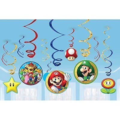 Super Mario - Swirl Decorations 12/pk