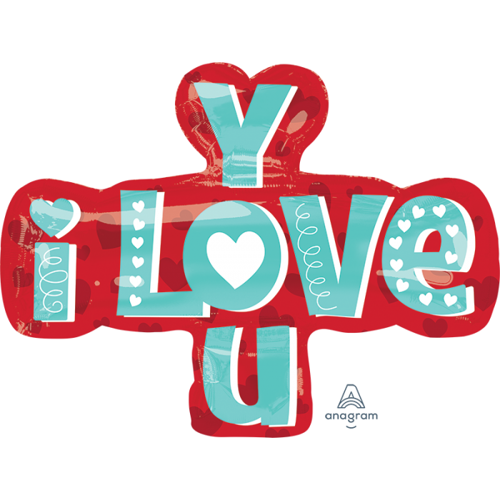 Supershape Foil Balloon - I Love You Type Valentine