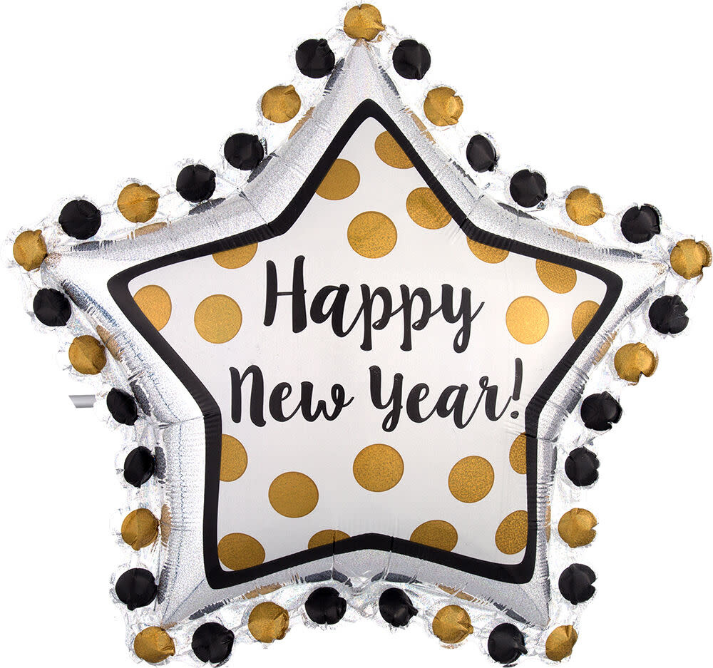 Supershape Foil Balloon-Ring In The New Year Holo New Year