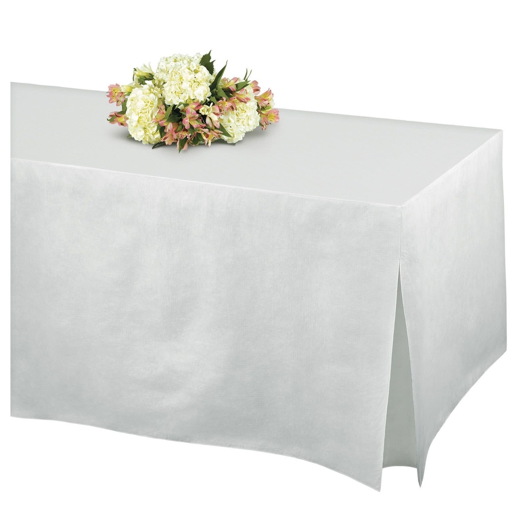 Tablefitters™ Flannel Backed Vinyl Table Cover - Frosty White