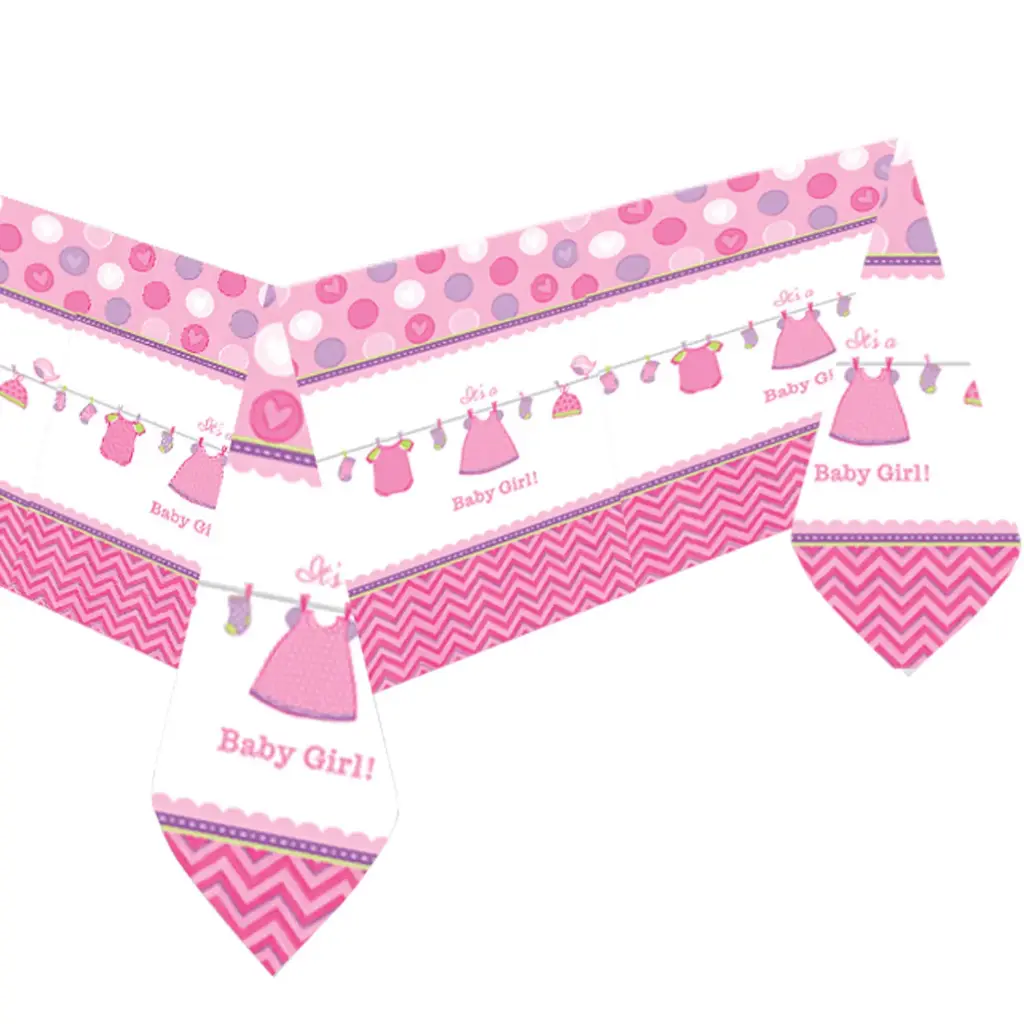Shower With Love Plastic Table Cover (54X96) Inches- Girl