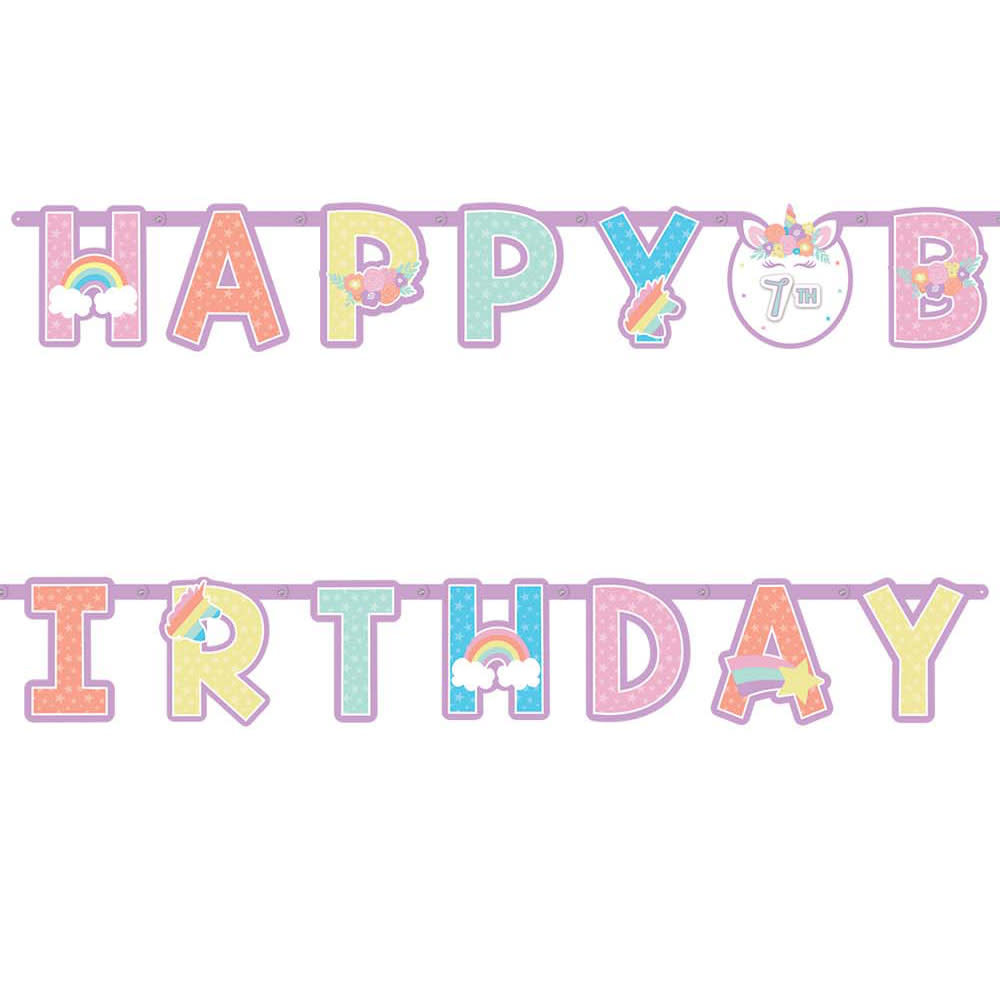 Unicorn Party Jumbo Add-An-Age Letter Banner