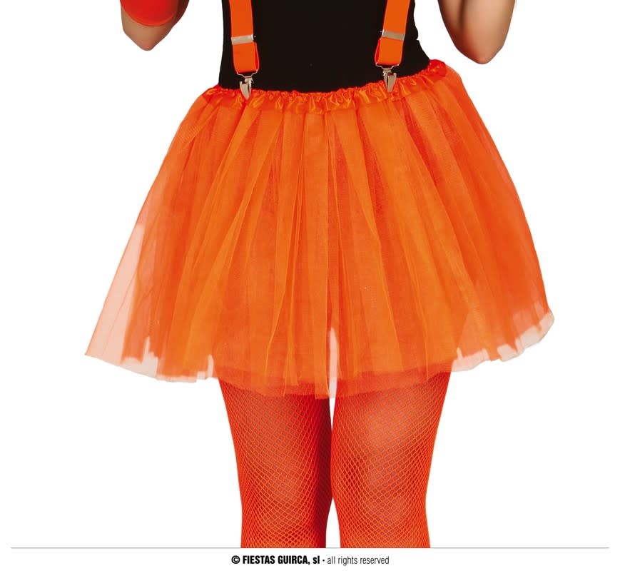 WOMAN NEON ORANGE TUTU 40 CM 80's Eighties