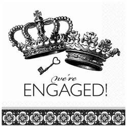 Wedding - Beverage Napkin Damask & Dots Engagement