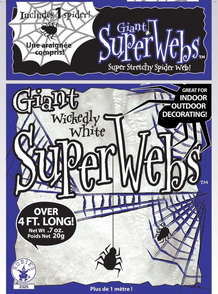 White Giant Spider Web With 8 Spiders 138 Grams