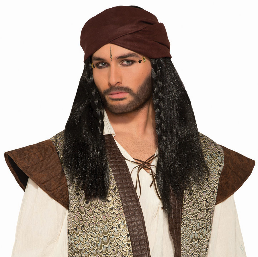 Wig-Black W/Scarf