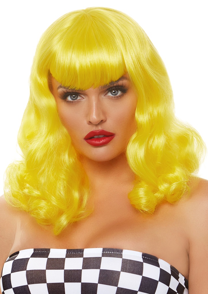 Wig-Retro Bang Curly Bob Yellow