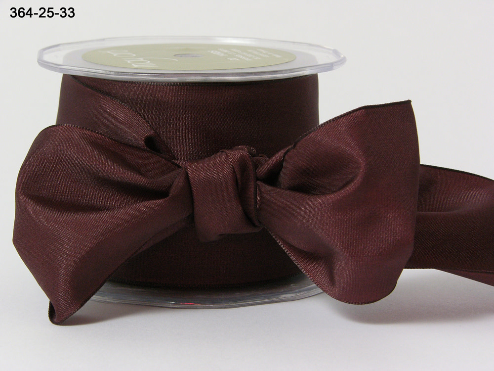 Wired Satin Ribbon  2.5 Inch X 20 Yards -  Brown