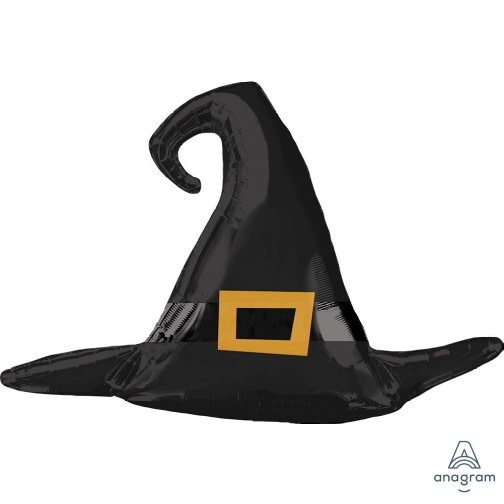 Witch Hat Satin Black Supershape Foil Balloon