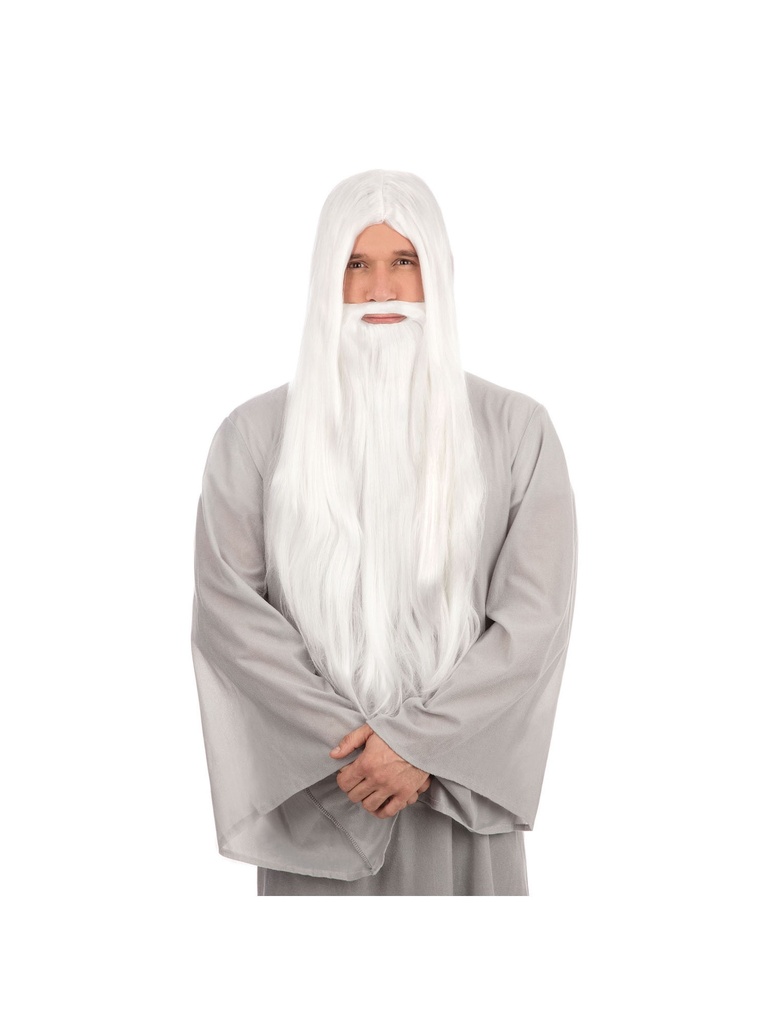 Wizard Wig & Beard Long White