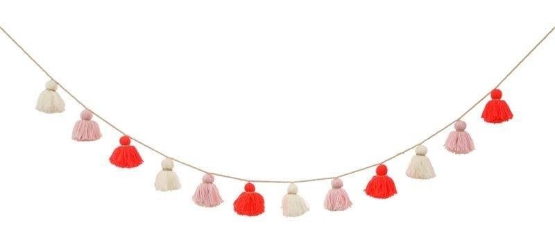 Wool Tassel Garland-Pink