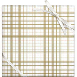 Wrap Roll 30X120 Inch -Gold Foil Plaid Stone Paper
