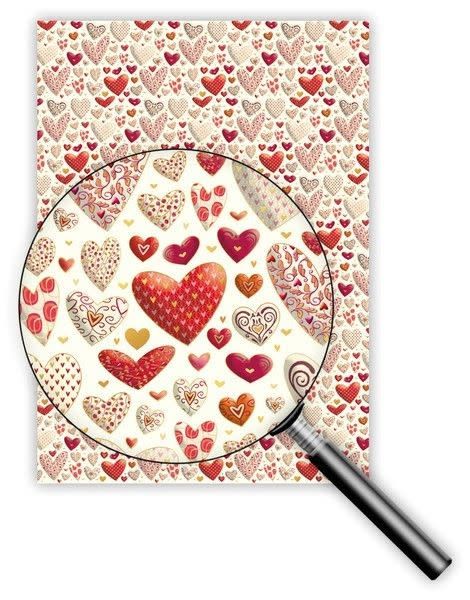 Wrapping Paper Sheet - Calico Hearts Valentine