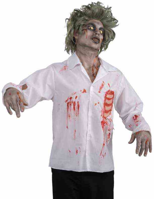 ZOMBIE SHIRT W/CHEST WOUND Halloween