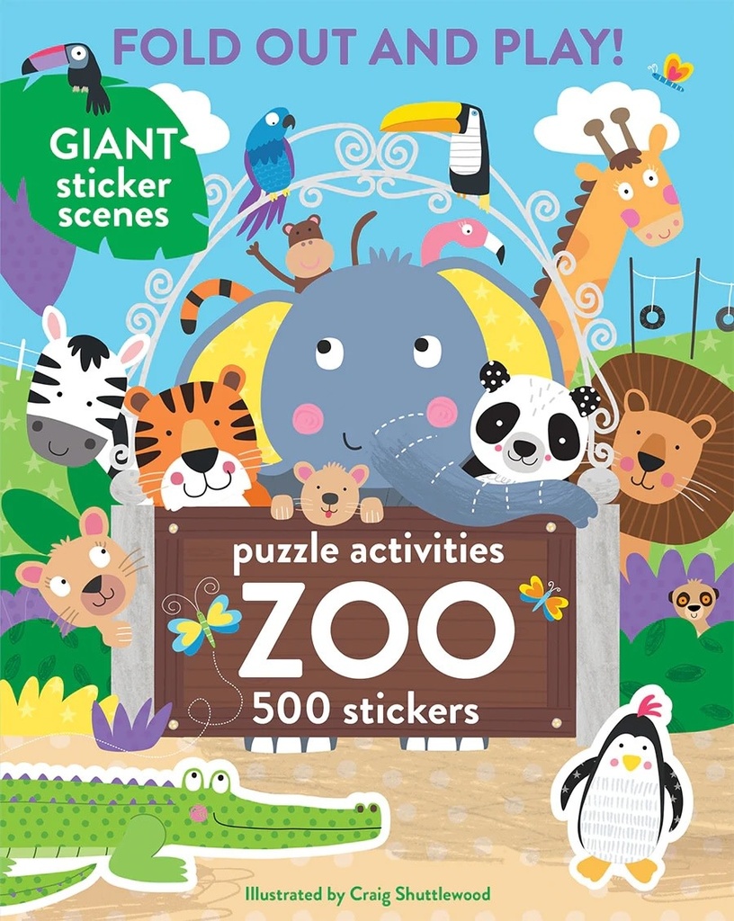 Zoo Fold out and Play - 500 Stickers & Puzzle Games & Puzzles