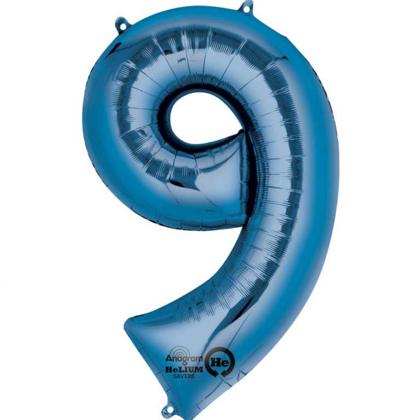 34" Balloon Number 9 Blue