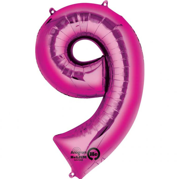 xxxxxxxx34" Balloon Number 9 Pink
