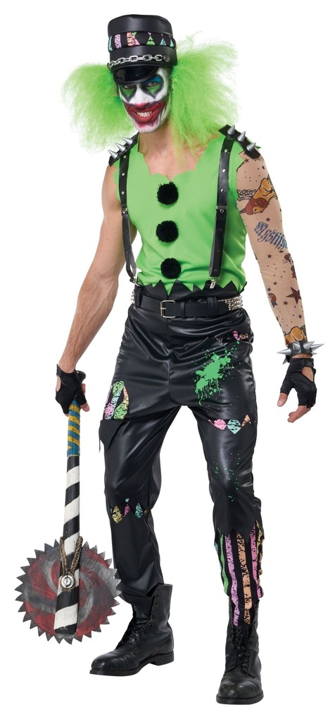 Crazed Clown Men's Costume Devil , Scary