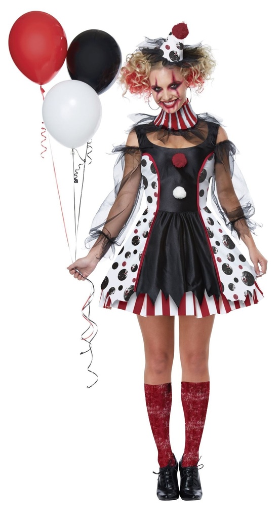 Twisted Clown Women's Costume Scary & Villains
