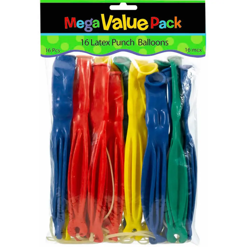 Punch Latex Balloon Mega Value Pack Favors 16/pk