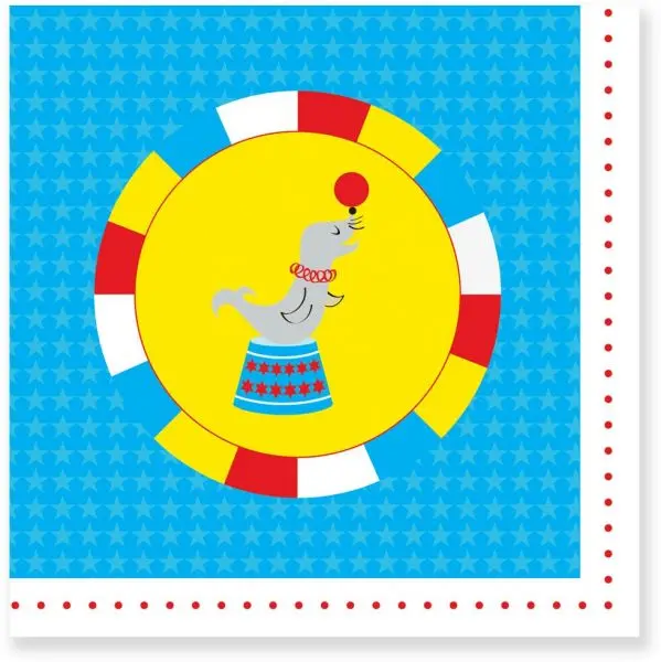Circus-Beverage Napkins 5X5 Inches