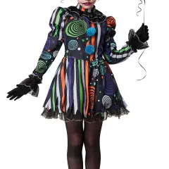 Neon Nightmare Clown Girls Costume