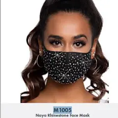 قناع وجه نايا مرصع بحجر الراين أسود