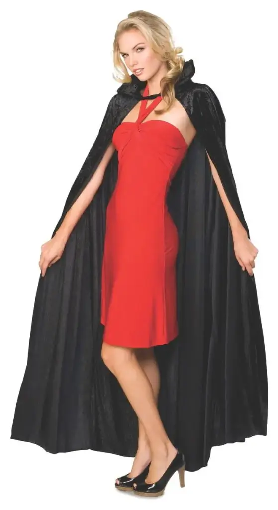 Long Crushed Velvet Cape - Black