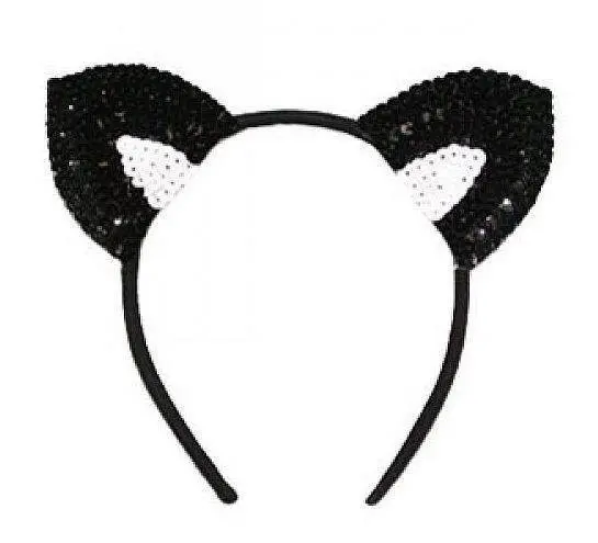 Black & White Sequin Cat Ears	