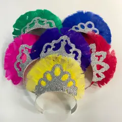 Feather Tiaras 6/pk-Assorted Colors