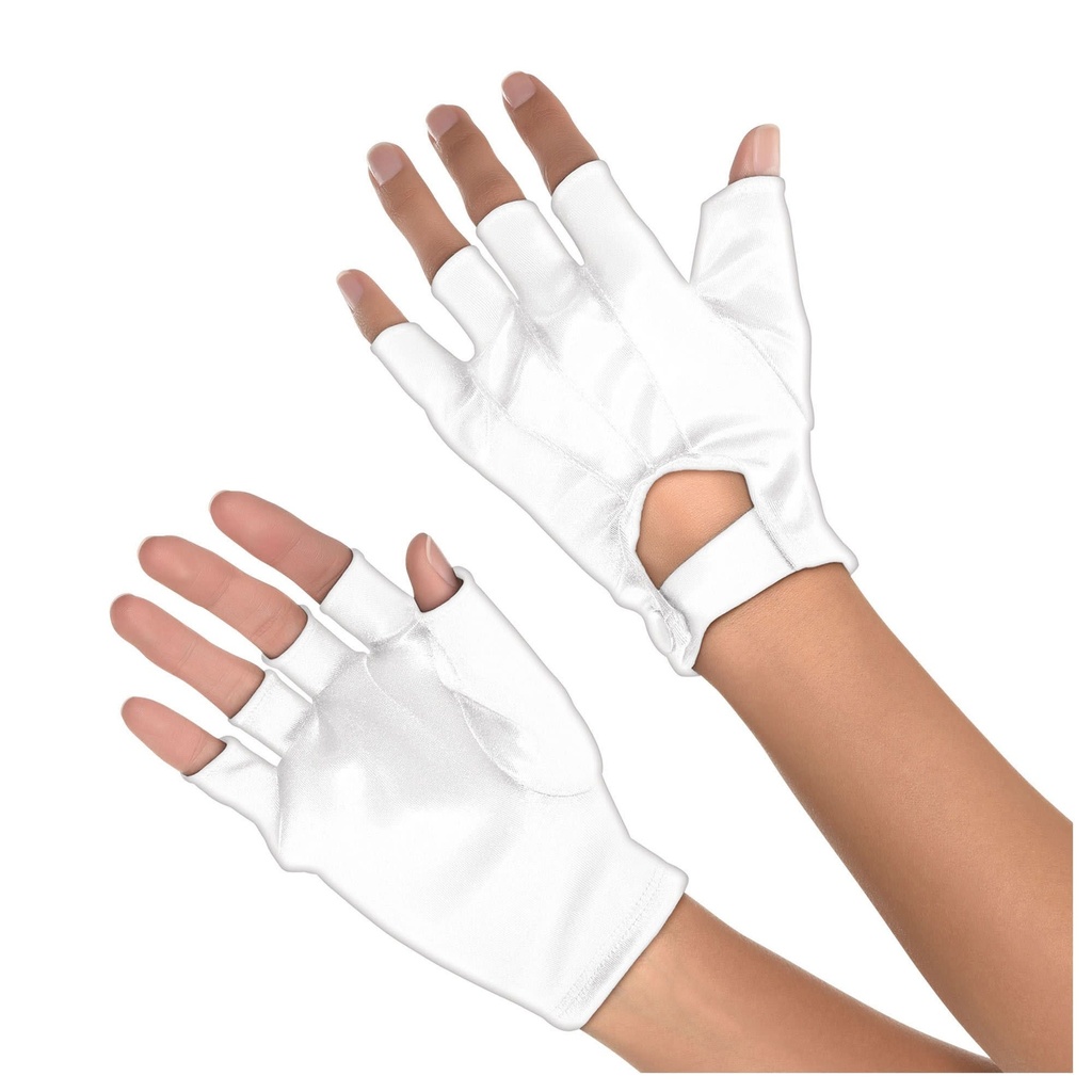 White Short Fingerless Gloves - Adult