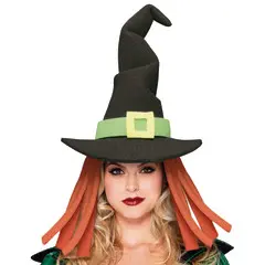 Black Witch Hat W/Hair