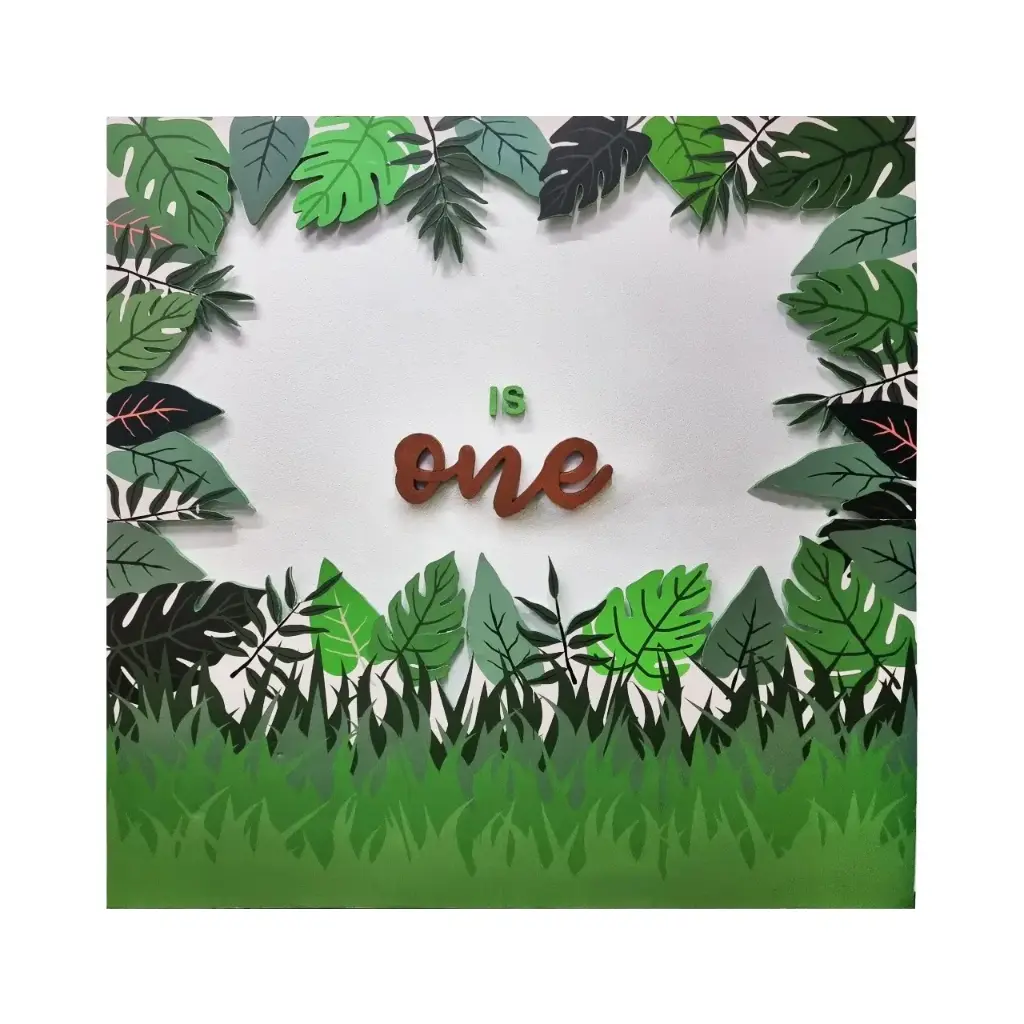 Jungle Leaves 1st Birthday Backdrop 298X220 Cm Rental
